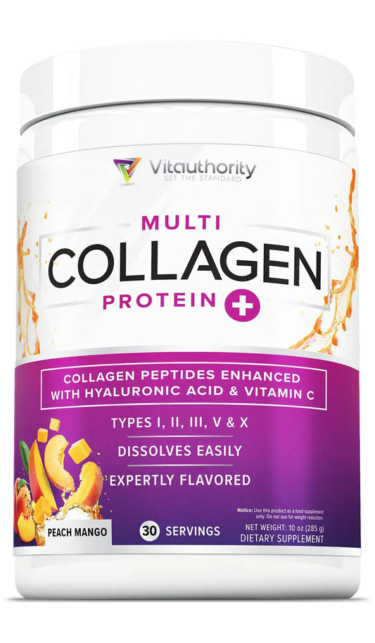 Multi Collagen Peptides Protein Powder (Peach Mango / w/ Hyaluronic Acid & Vitamin C)