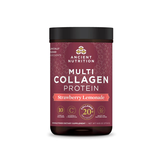 Ancient Nutrition Multi Collagen Protein Powder (Strawberry Lemonade / 24 Servings / w/ Vitamin C)